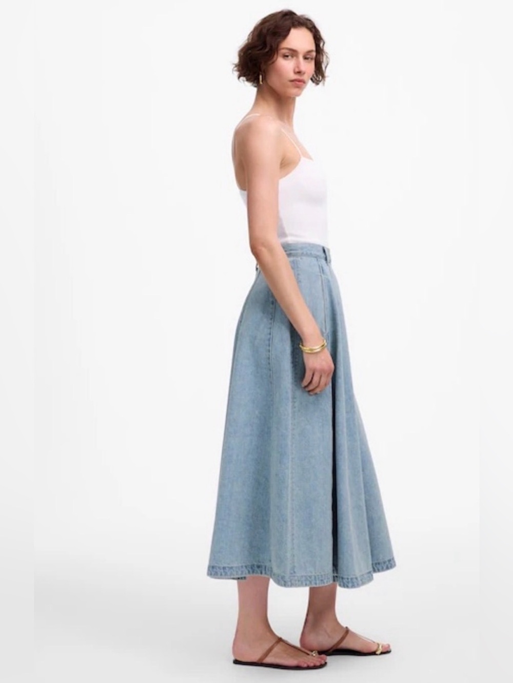 Madewell Vintage Wash Denim Midi Skirt NWT Size 28 Effortless Old Money Chic - Picture 2 of 10